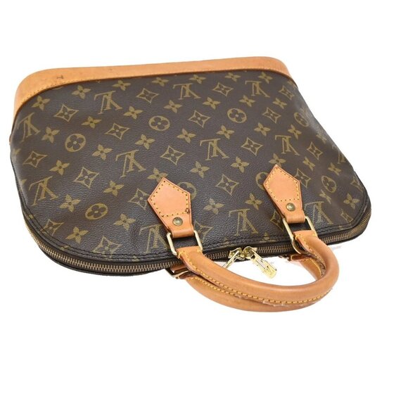 LOUIS VUITTON LV Logo Alma Hand Bag Monogram Leather Brown France M51130 88EF094 - Picture 6 of 16